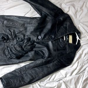 Black Leather Button Up